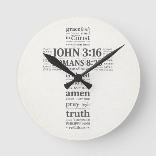 Bible Verse Reference Cross Wall Art ラウンド壁時計 (正面)