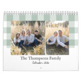 Bible Verse Sage Green Buffalo Plaid Family Photo カレンダー (カバー)