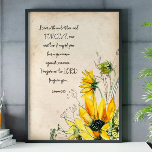 Bible Verse Sunflower Scripture Wall Art Poster ポスター