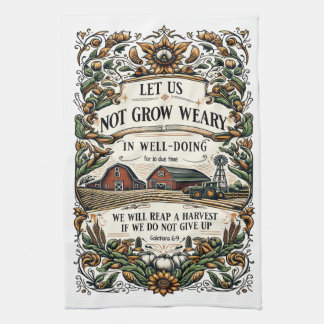 Bible Verse Tea Towel - Let us not grow weary キッチンタオル