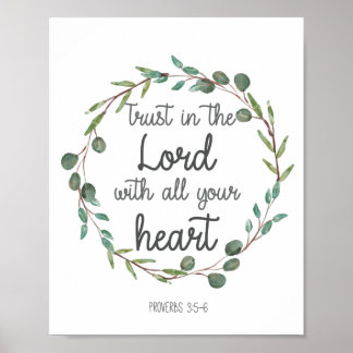 Bible Verse Trust in The Lord With All Your Heart ポスター