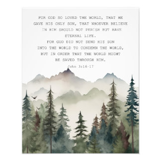 Bible Verse Wall Art Poster John 3 フォトプリント