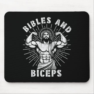 Bibles And Biceps Funny Christian Weightlifting Wo マウスパッド