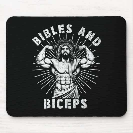 Bibles And Biceps Funny Christian Weightlifting Wo マウスパッド (正面)