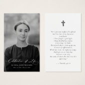 Biblical Faith Funeral Memorial Photo Prayer Card (正面&裏面)