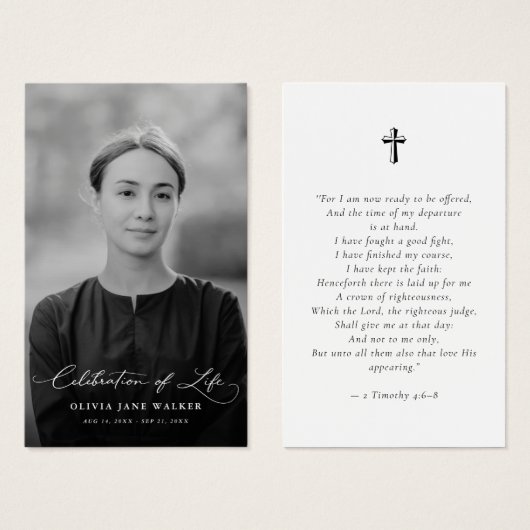 Biblical Faith Funeral Memorial Photo Prayer Card (正面&裏面)