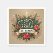 Biblical Nativity For Unto Us a Child Découpage スタンダードカクテルナプキン (正面)