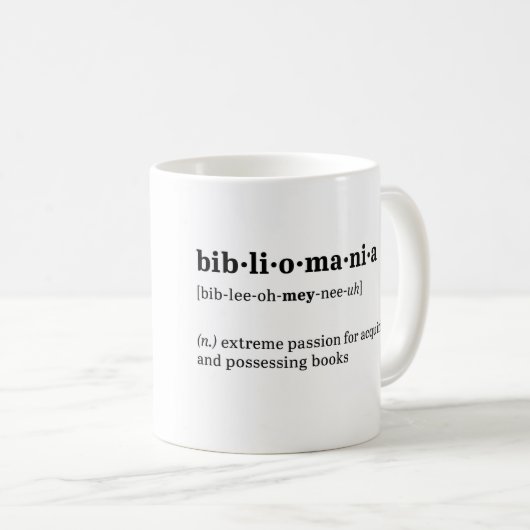 Bibliomaniaの定義および発音 コーヒーマグカップ (正面右)