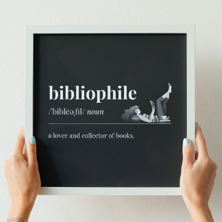 Bibliophile Definition a Lover of Books (Black) ポスター