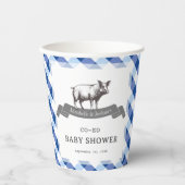 Bibs & Ribs BBQ Rustic Navy Gingham Baby Shower 紙コップ (正面)