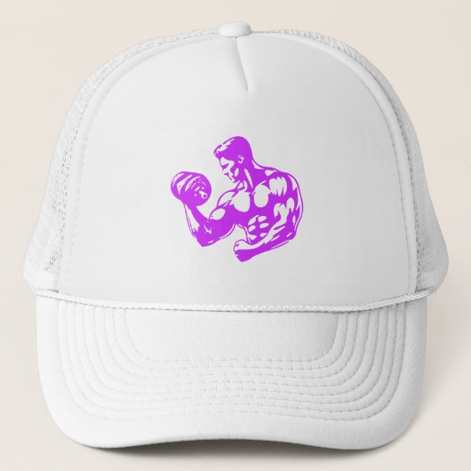 Bicep Curl Minimalist Gym - Purple Fitness Design キャップ (正面)