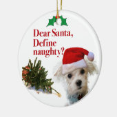 Bichonのいけないクリスマスの円のオーナメント セラミックオーナメント (左)