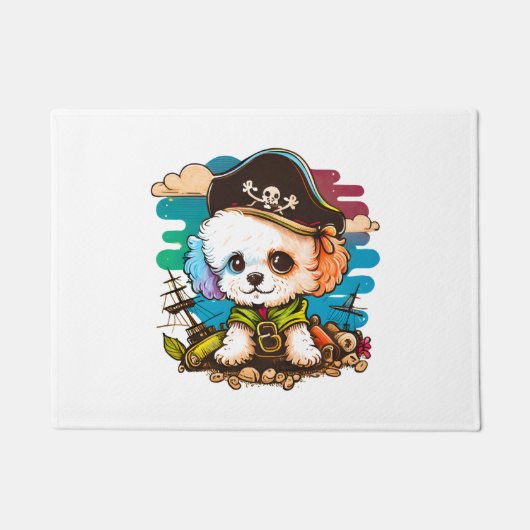 Bichon Dog Pirate ドアマット (正面)