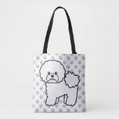 Bichon Friseかわいい漫画の犬と手 トートバッグ (正面)