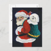 Bichon FriseとSanta Artクリスマスポストカード シーズンポストカード (正面/裏面)