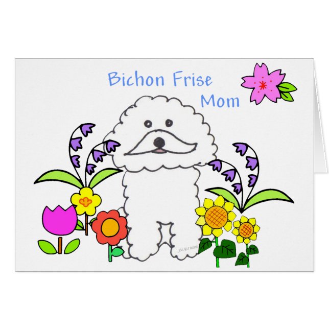 Bichon Friseのお母さんカード (正面横)