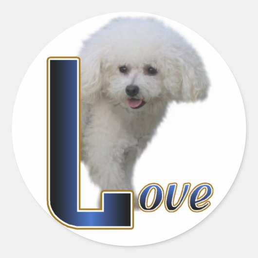 Bichon Friseのギフト ラウンドシール (正面)