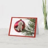 Bichon Friseのクリスマスカードの球のつるすこと シーズンカード (正面)