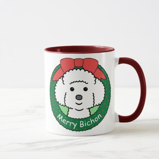 Bichon Friseのクリスマス マグカップ (右)
