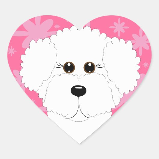 Bichon Friseのハートのステッカー ハートシール (正面)