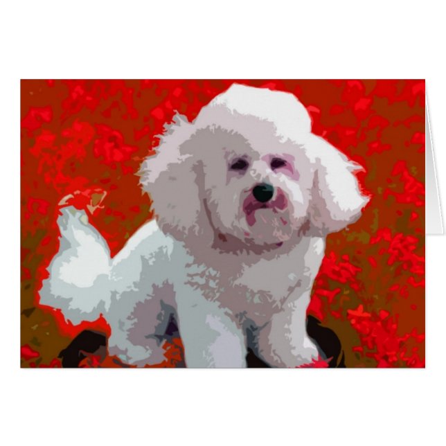 Bichon Friseのポップアートカード (正面横)