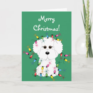 Bichon Friseのメリークリスマスカード シーズンカード
