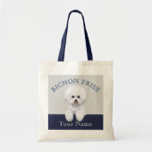 Bichon Friseの図解入りの、写真付きのなトートバック トートバッグ (正面)