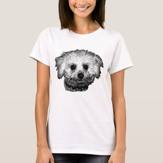 Bichon Friseの女性の基本的なTシャツ Tシャツ (正面)
