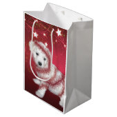 Bichon Friseの子犬のクリスマス ミディアムペーパーバッグ (正面アングル)