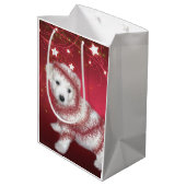 Bichon Friseの子犬のクリスマス ミディアムペーパーバッグ (裏面アングル)