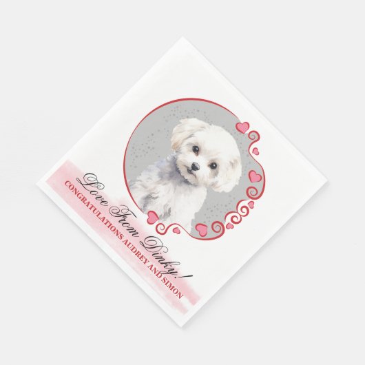 Bichon Friseの結婚ナプキンと犬の写真 スタンダードランチョンナプキン (角)