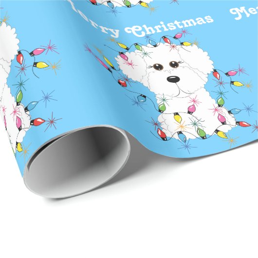 Bichon Friseはクリスマスの包装紙をつけます ラッピングペーパー (ロールコーナー)
