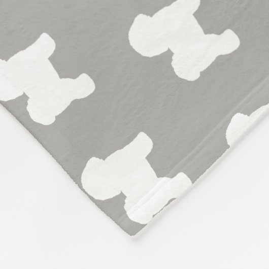 Bichon Friseはパターン灰色のシルエットを描きます フリースブランケット (角)