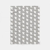 Bichon Friseはパターン灰色のシルエットを描きます フリースブランケット (正面)