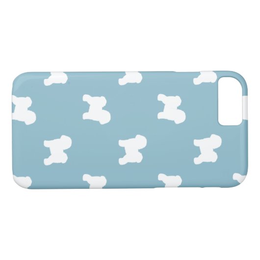 Bichon Friseはパターン青のシルエットを描きます Case-Mate iPhoneケース (裏面(横))