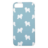 Bichon Friseはパターン青のシルエットを描きます Case-Mate iPhoneケース (裏面)