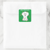 Bichon Friseカスタマイズ可能なクリスマスステッカー スクエアシール (バッグ)