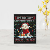 Bichon Friseクリスマスツリー装飾ドッグ恋人 カード (黄色い花)