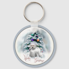 Bichon Friseクリスマスプレゼント キーホルダー