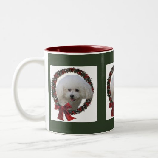 Bichon Friseクリスマスプレゼント ツートーンマグカップ (左)
