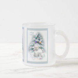 Bichon Friseクリスマスプレゼント フロストグラスマグカップ