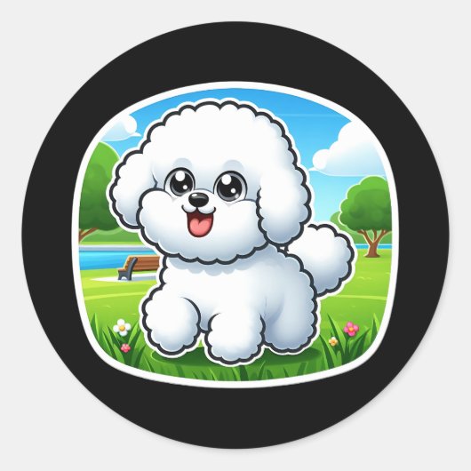 Bichon Friseシール ラウンドシール (正面)
