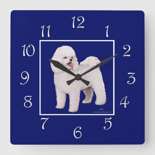 Bichon Frise海軍正方形 スクエア壁時計 (正面)