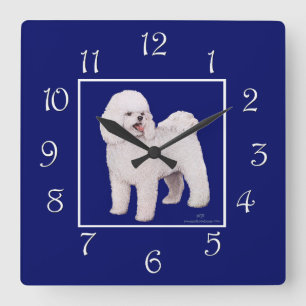 Bichon Frise海軍正方形 スクエア壁時計