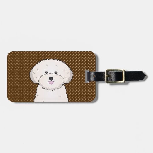 Bichon Frise犬の漫画の足 ラゲッジタグ (正面横)