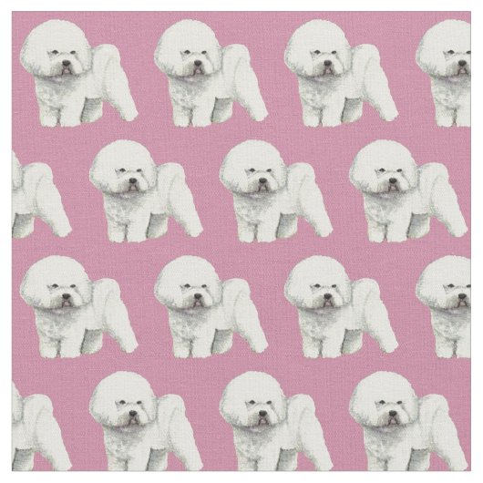 Bichon Frise犬の芸術の生地 ファブリック (クローズアップ)
