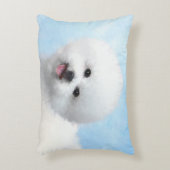 Bichon Frise絵画's – かわいいオリジナルドッグアート アクセントクッション (正面(垂直))