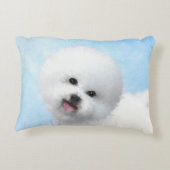 Bichon Frise絵画's – かわいいオリジナルドッグアート アクセントクッション (裏面)