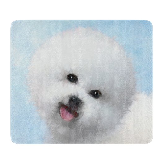 Bichon Frise絵画's – かわいいオリジナルドッグアート カッティングボード (正面)