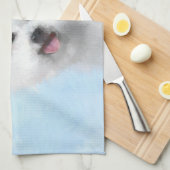 Bichon Frise絵画's – かわいいオリジナルドッグアート キッチンタオル (四つ折り)